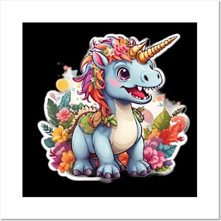 Unicorn Dinosaur, T-Rex Funny Unicorns Party Rainbow Squad Gifts for Kids Boys Girls Posters and Art